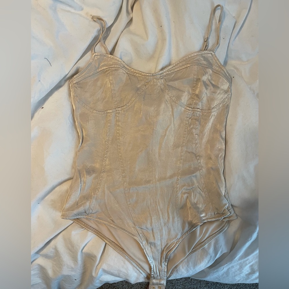 Bohme champagne satin bodysuit